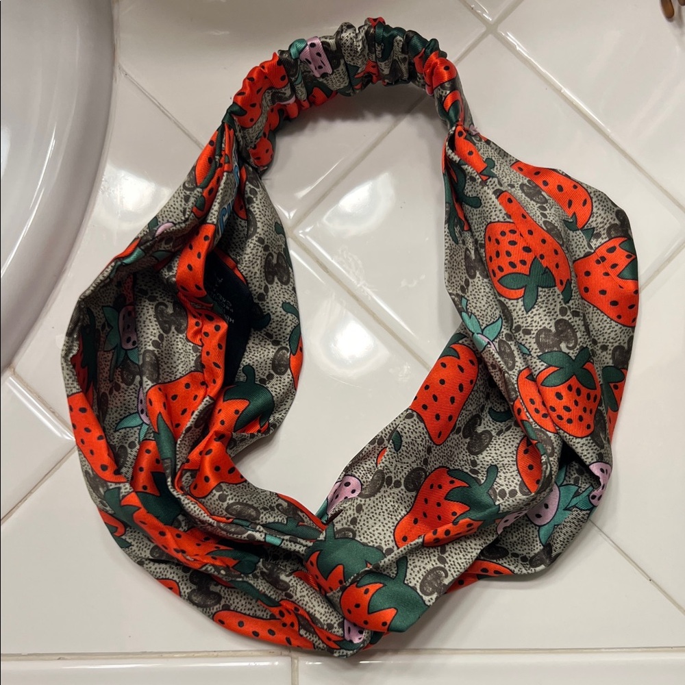 Gucci Strawberry Print Silk Headband